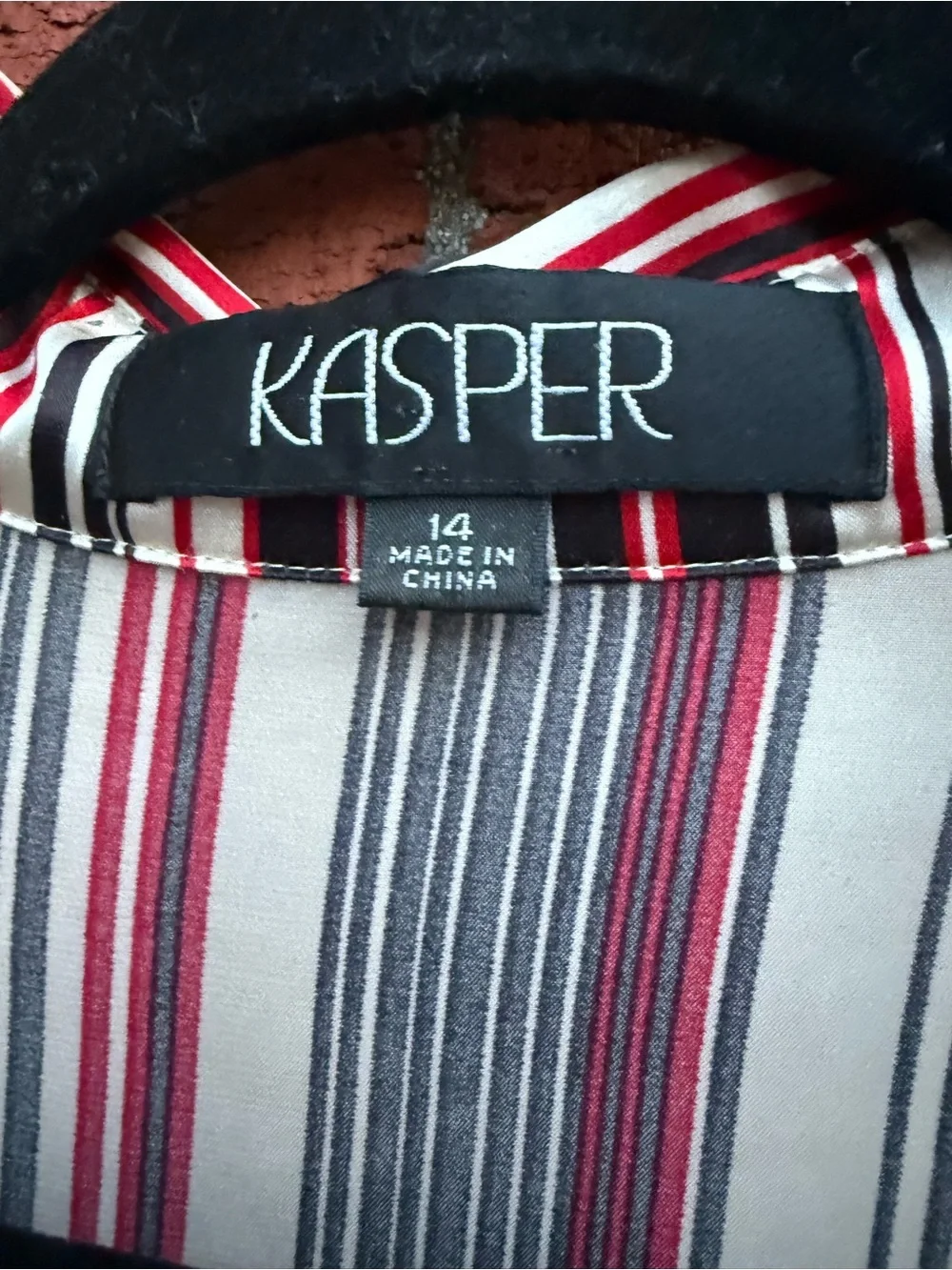 Kasper Men’s Red, White and Black Vertical Stripe Button-Down Shirt